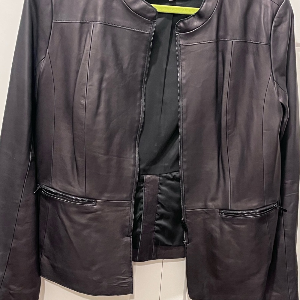 CLASSIQUES ENTIER NORDSTROM AUTHENTIC BUTTERY LONG SLEEVES BLACK LEATHER JACKET - Picture 10 of 12